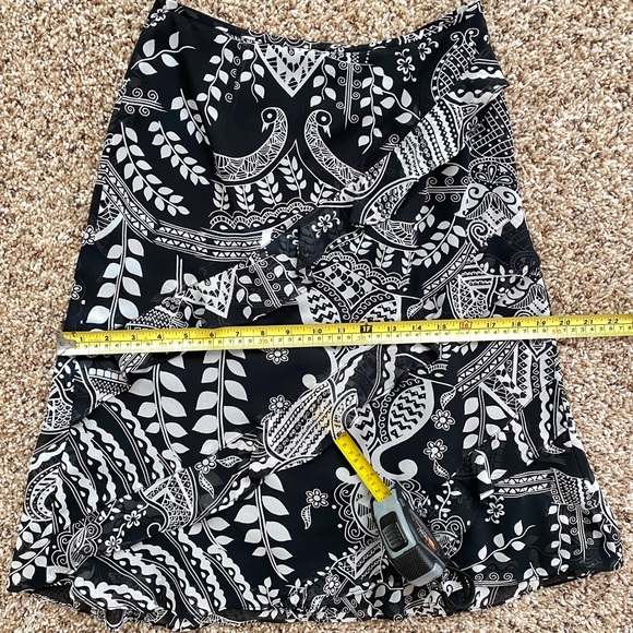 Flounced patterned midi Chiffon Skirt by FansNoFence. Full lined. XS. - Picture 9 of 10